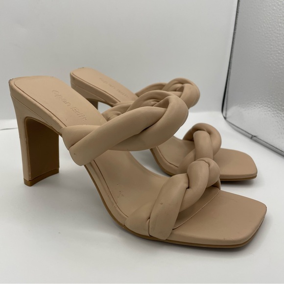 OPEN EDIT Remmy block heel twist beige sandals women Size 6.5M - Picture 7 of 14